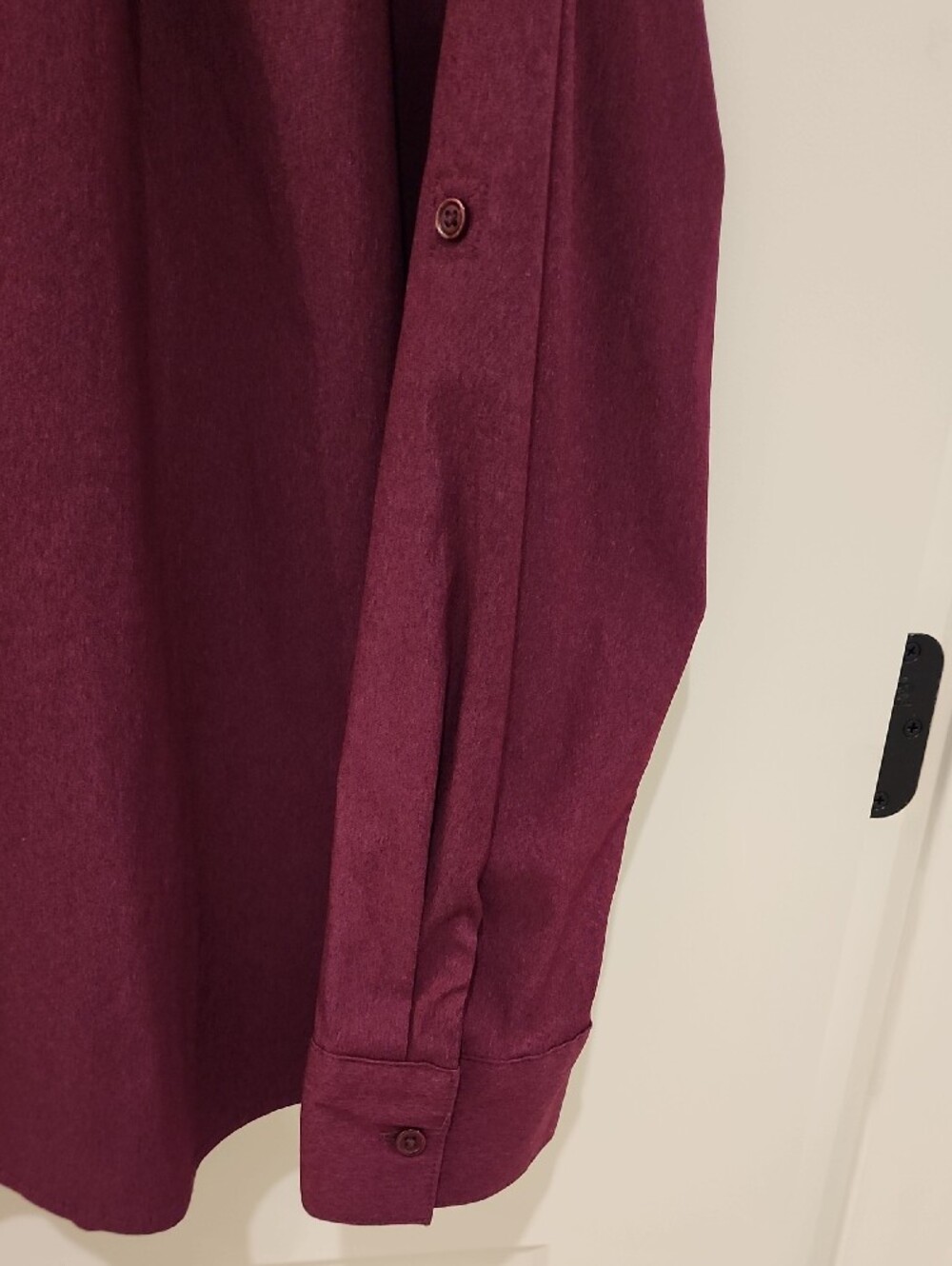 Elle Wine Button-Front Ruffle Neck Blouse - Picture 4 of 6